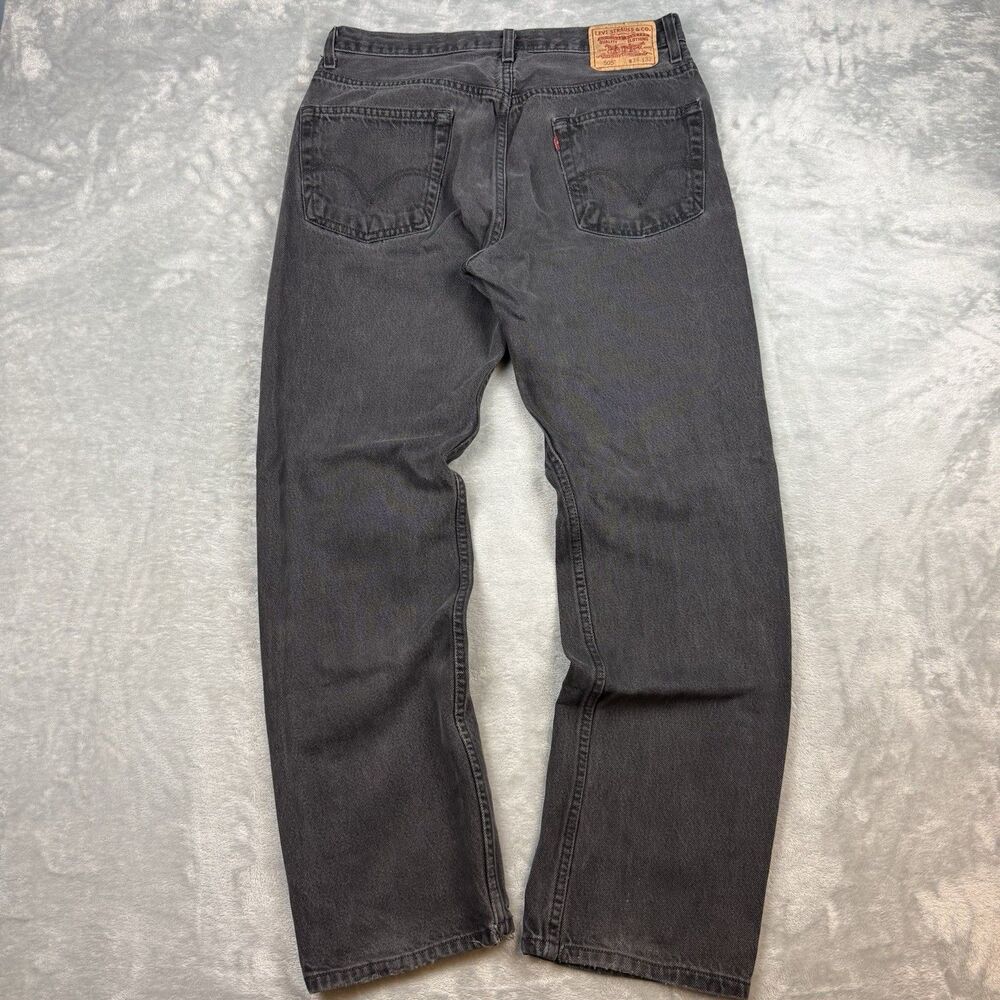 Vintage Levis 505 Jeans Mens 34x32 Black Straight Y2K Charcoal Denim Cotton